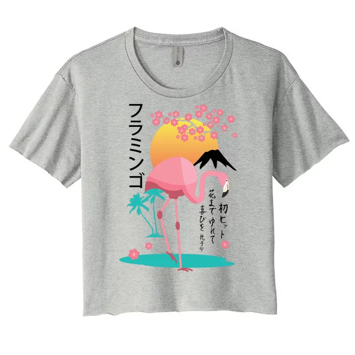 Japanese Flamingo Women's Crop Top Tee