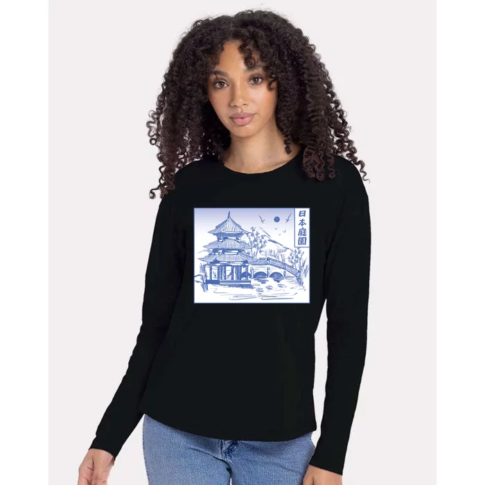 Japanese Garden Art Womens Cotton Relaxed Long Sleeve T-Shirt