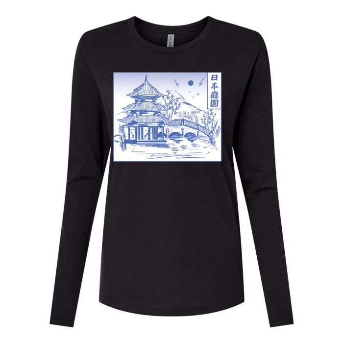 Japanese Garden Art Womens Cotton Relaxed Long Sleeve T-Shirt