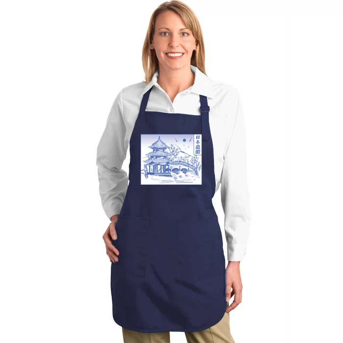 Japanese Garden Art Full-Length Apron With Pocket