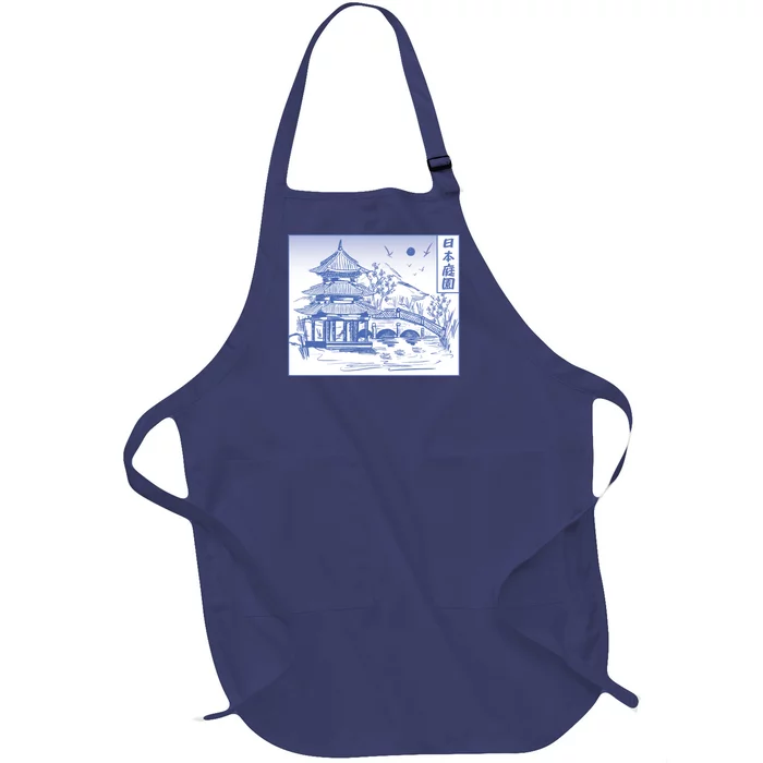 Japanese Garden Art Full-Length Apron With Pocket