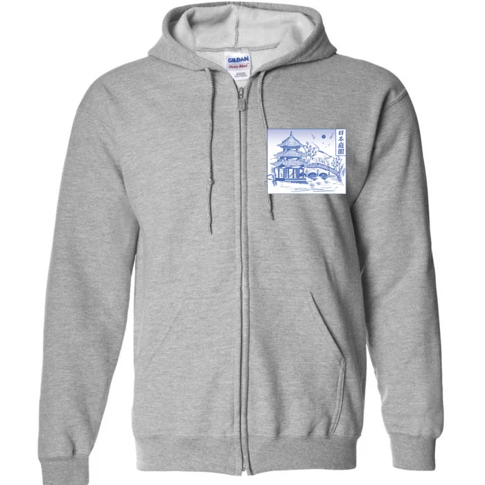 Japanese Garden Art Full Zip Hoodie