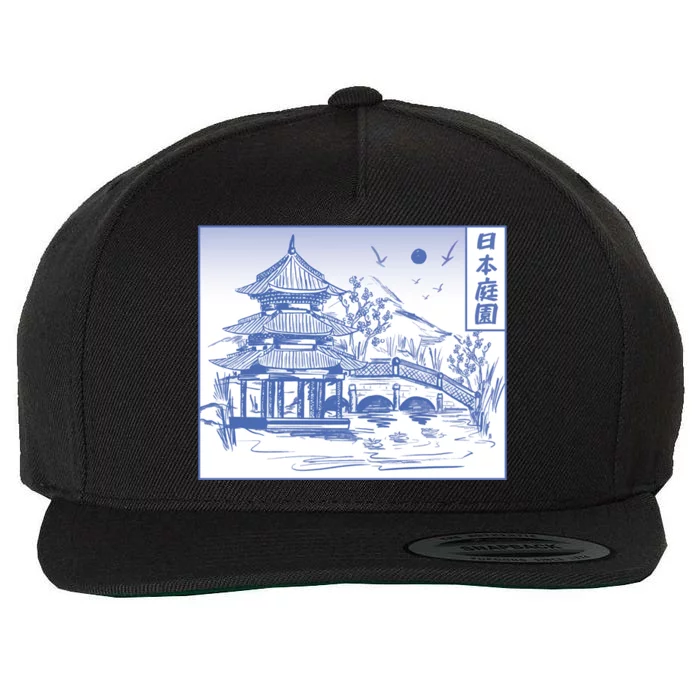 Japanese Garden Line Wool Snapback Cap