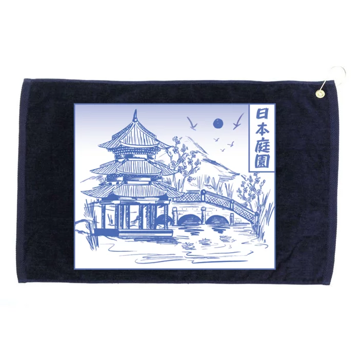 Japanese Garden Line Grommeted Golf Towel