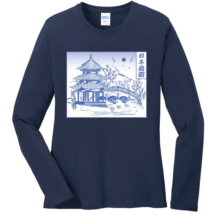 Japanese Garden Line Ladies Long Sleeve Shirt