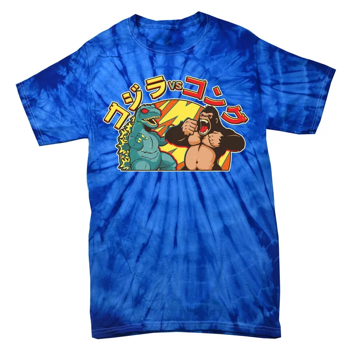 Japanese God-zilla Verse Kong Retro Tie-Dye T-Shirt