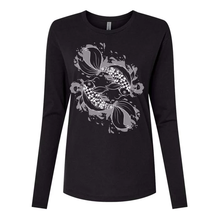 Japanese Koi Pisces Womens Cotton Relaxed Long Sleeve T-Shirt