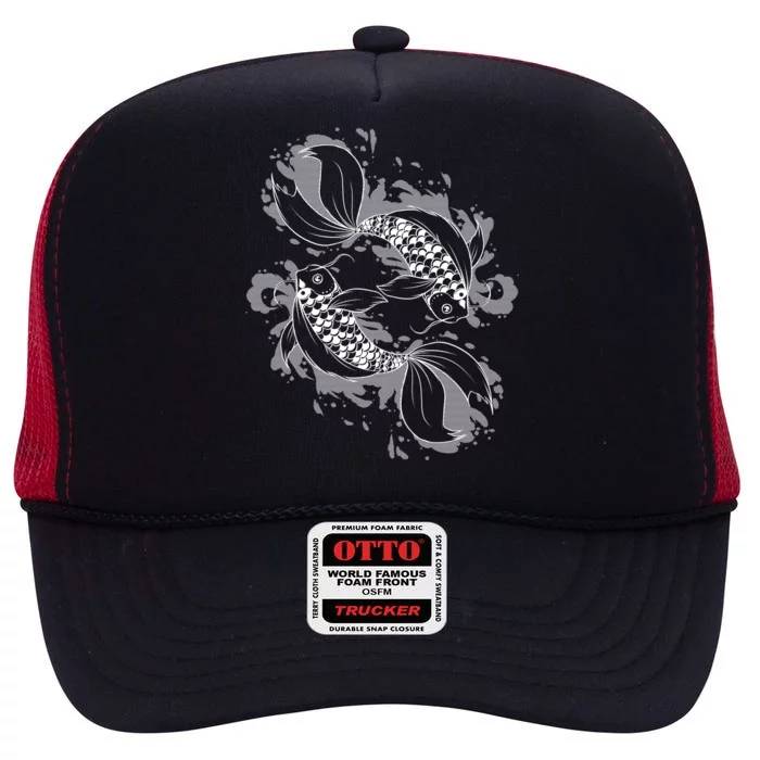 Japanese Koi Pisces High Crown Mesh Trucker Hat