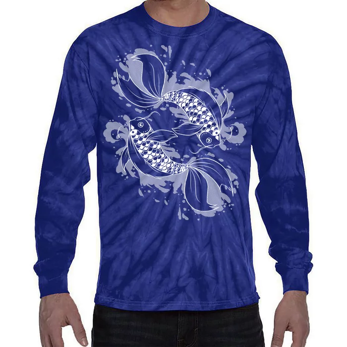 Japanese Koi Pisces Tie-Dye Long Sleeve Shirt