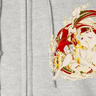 Japanese Mythology Okami Wolf Full Zip Hoodie