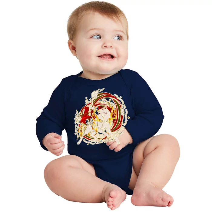 Japanese Mythology Okami Wolf Baby Long Sleeve Bodysuit