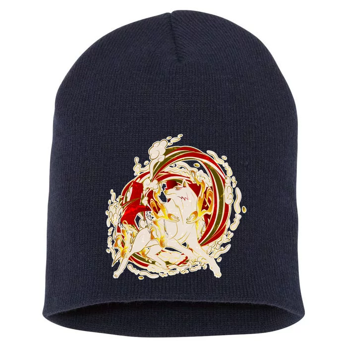 Japanese Mythology Okami Wolf Short Acrylic Beanie