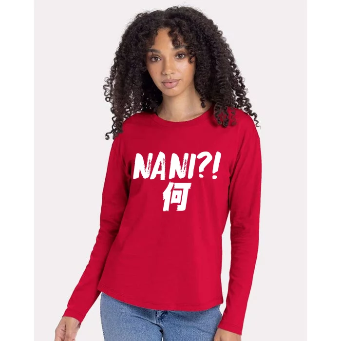 Japanese NANI WHAT Womens Cotton Relaxed Long Sleeve T-Shirt