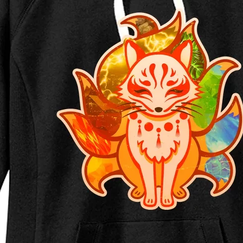 Japanese Nine Tails Kitsune Fox Elements Seasons Women's Fleece Hoodie