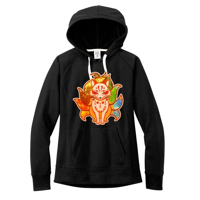 Japanese Nine Tails Kitsune Fox Elements Seasons Women's Fleece Hoodie