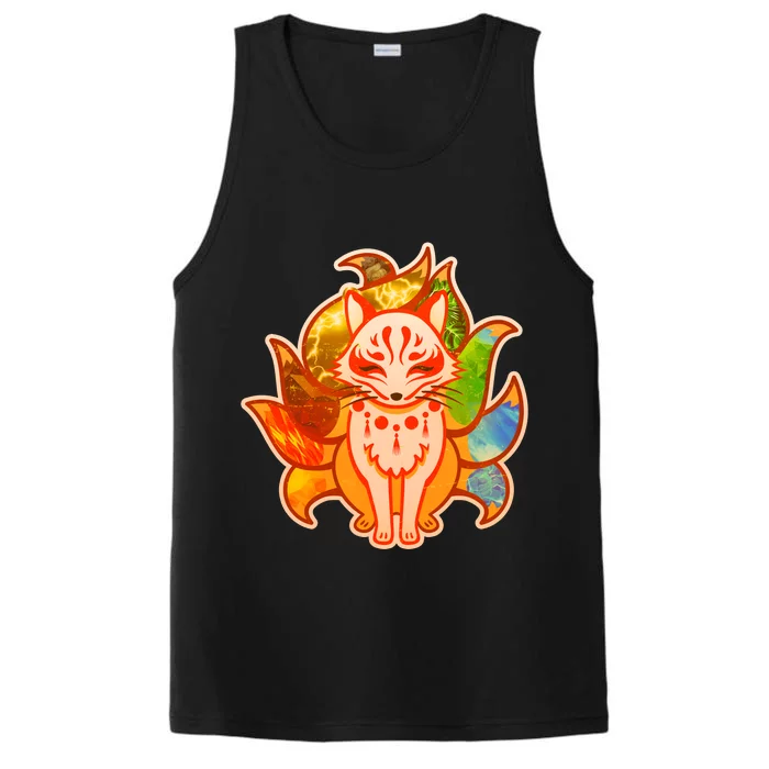 Japanese Nine Tails Kitsune Fox Elements Seasons Performance Tank