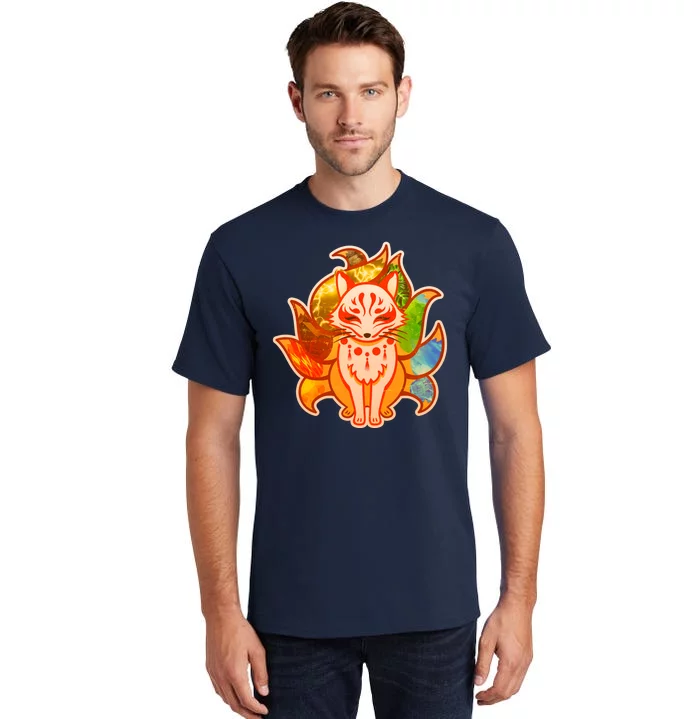 Japanese Nine Tails Kitsune Fox Elements Seasons Tall T-Shirt