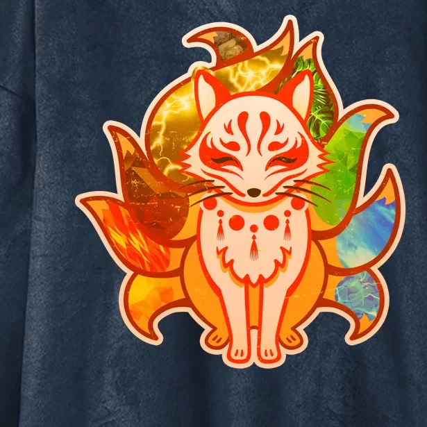 Japanese Nine Tails Kitsune Fox Elements Seasons Hooded Wearable Blanket