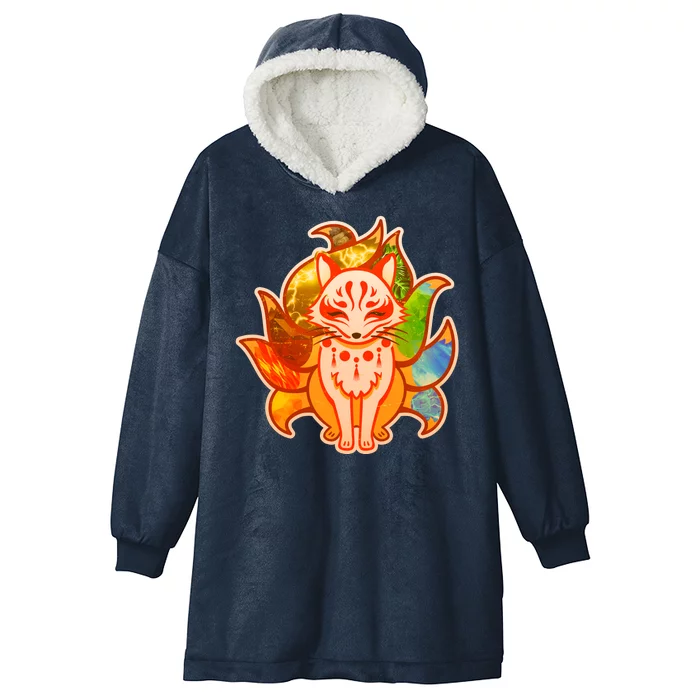 Japanese Nine Tails Kitsune Fox Elements Seasons Hooded Wearable Blanket