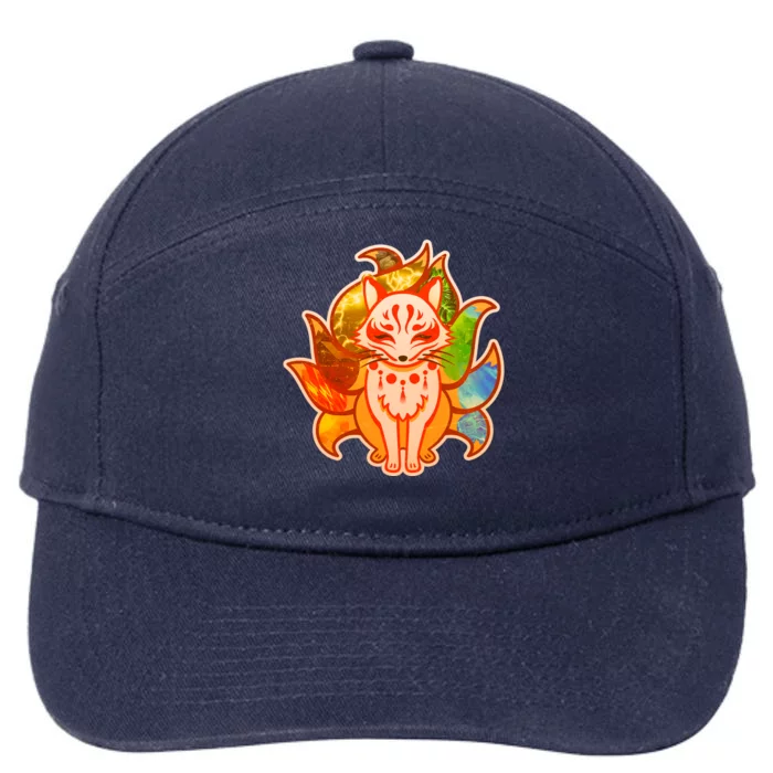 Japanese Nine Tails Kitsune Fox Elements Seasons 7-Panel Snapback Hat