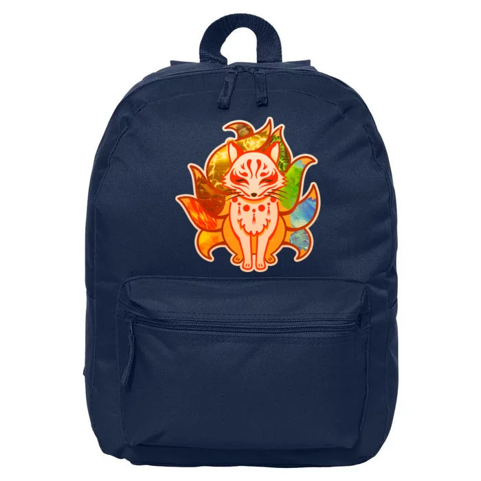 Japanese Nine Tails Kitsune Fox Elements Seasons 16 in Basic Backpack