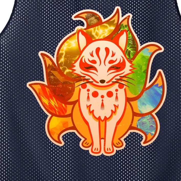 Japanese Nine Tails Kitsune Fox Elements Seasons Mesh Reversible Basketball Jersey Tank