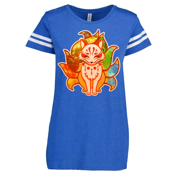 Japanese Nine Tails Kitsune Fox Elements Seasons Enza Ladies Jersey Football T-Shirt