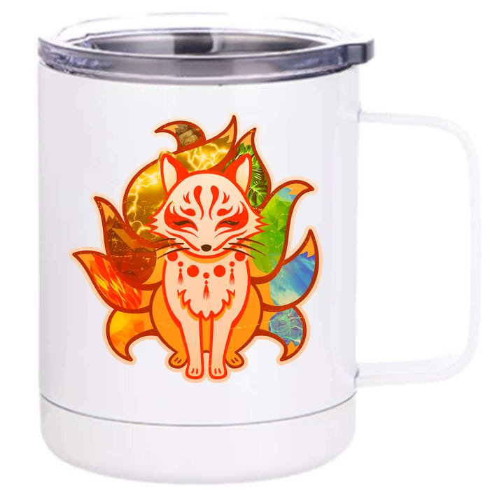 Japanese Nine Tails Kitsune Fox Elements Seasons Front & Back 12oz Stainless Steel Tumbler Cup