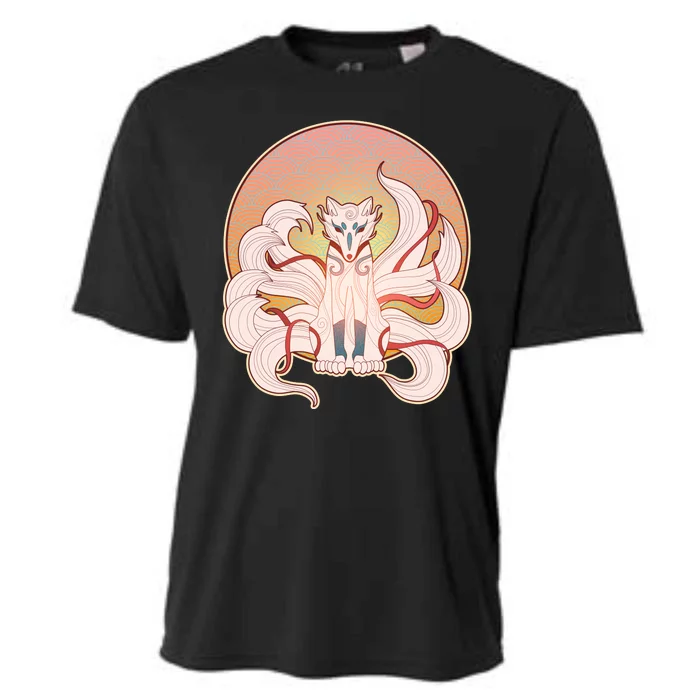 Japanese Nine Tails Kitsune Fox Emblem Pattern Cooling Performance Crew T-Shirt