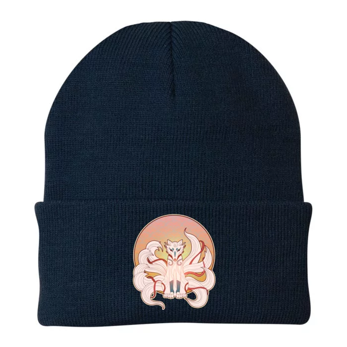 Japanese Nine Tails Kitsune Fox Emblem Pattern Knit Cap Winter Beanie