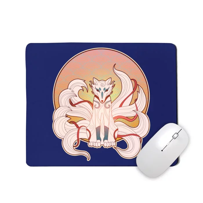 Japanese Nine Tails Kitsune Fox Emblem Pattern Mousepad