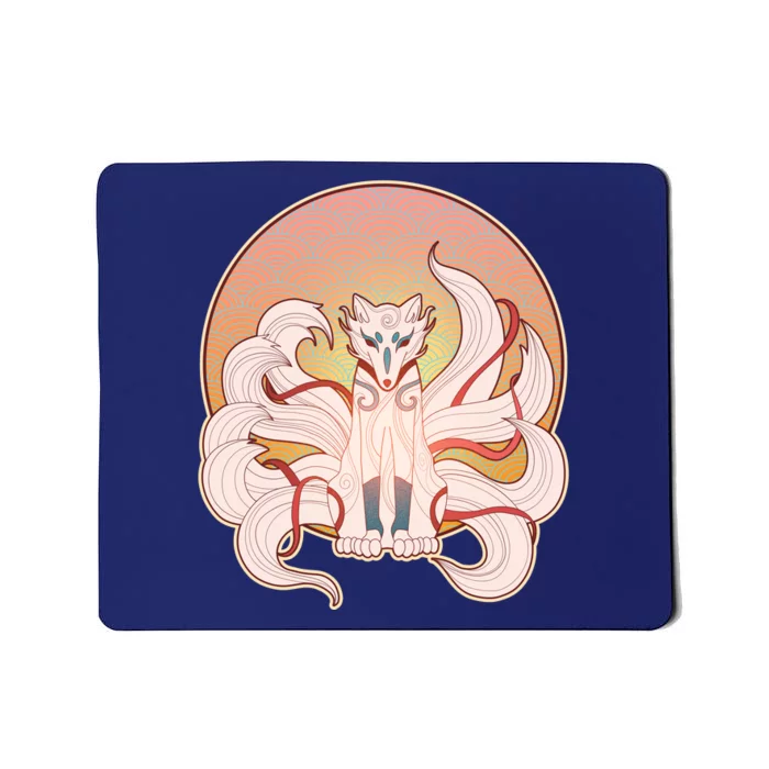 Japanese Nine Tails Kitsune Fox Emblem Pattern Mousepad