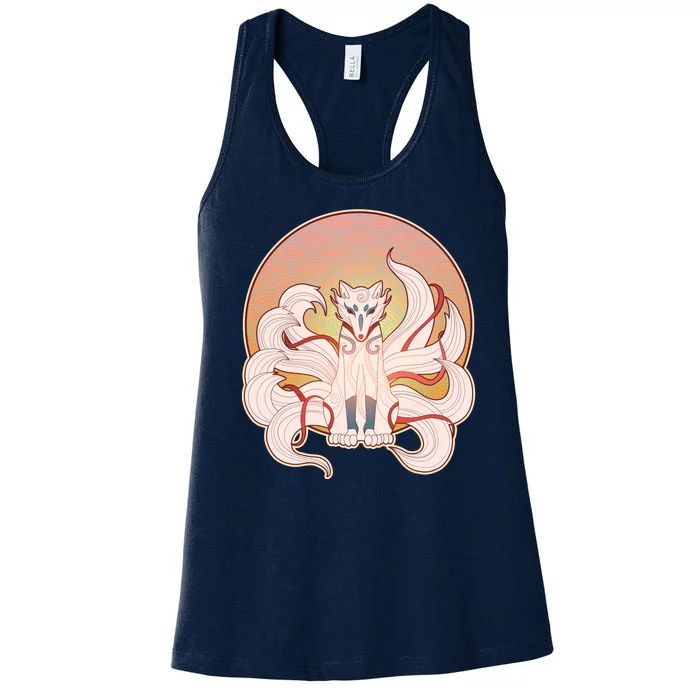 Japanese Nine Tails Kitsune Fox Emblem Pattern Women's Racerback Tank