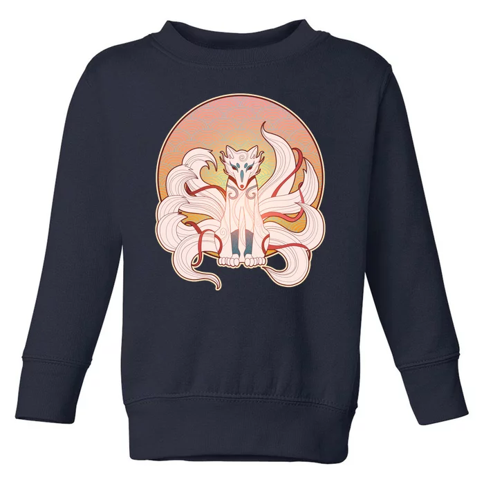 Japanese Nine Tails Kitsune Fox Emblem Pattern Toddler Sweatshirt