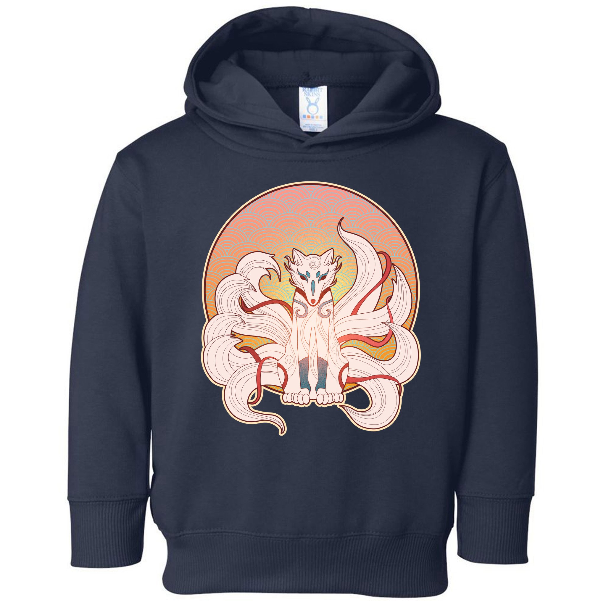 Japanese Nine Tails Kitsune Fox Emblem Pattern Toddler Hoodie