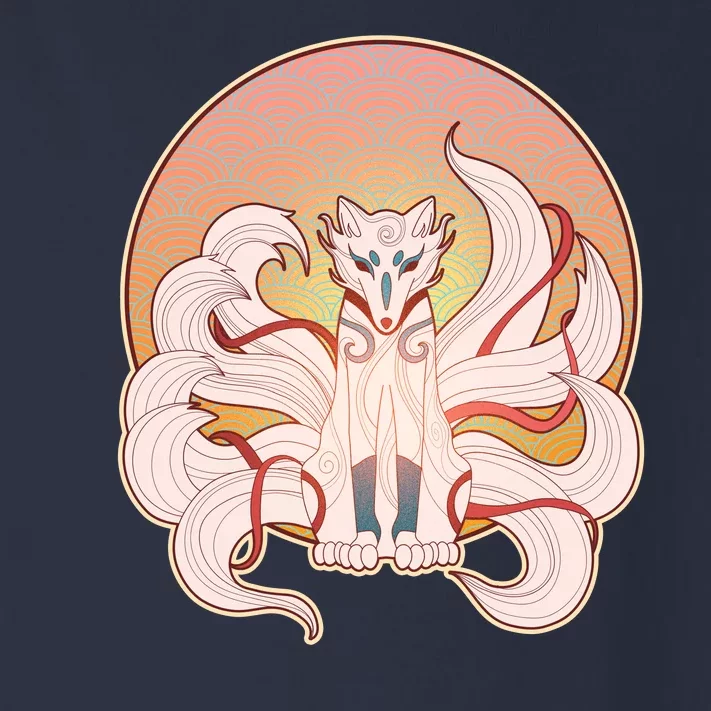 Japanese Nine Tails Kitsune Fox Emblem Pattern Toddler Long Sleeve Shirt