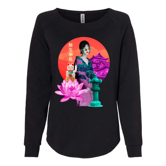 Japanese Photo Temple Womens California Wash Sweatshirt