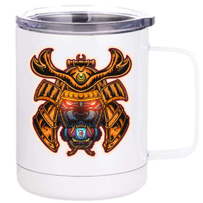 Japanese Samurai Warrior Demon Dog Front & Back 12oz Stainless Steel Tumbler Cup