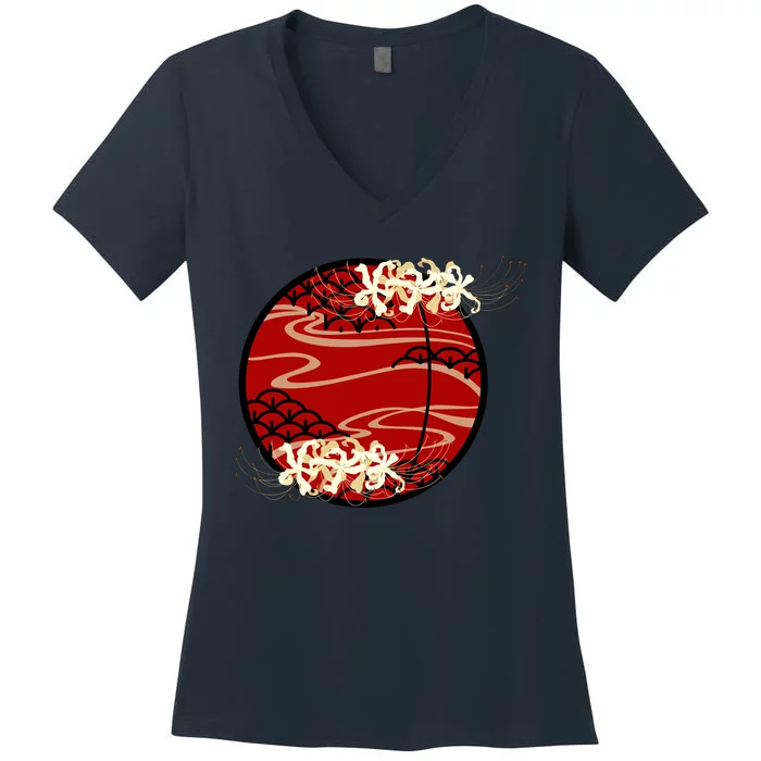 Japanese Spider Lily Women's V-Neck T-Shirt