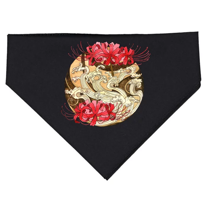 Japanese Spider Lily Watercolor USA-Made Doggie Bandana