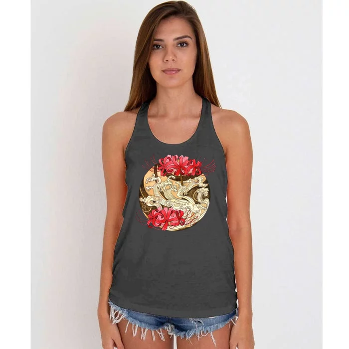 Japanese Spider Lily Watercolor Women's Knotted Racerback Tank