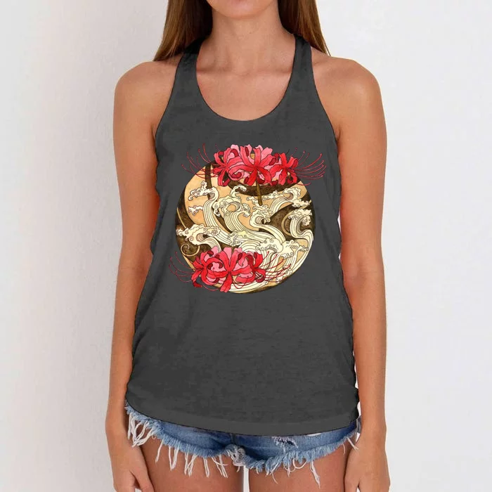 Japanese Spider Lily Watercolor Women's Knotted Racerback Tank