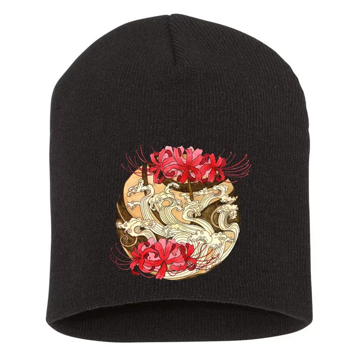 Japanese Spider Lily Watercolor Short Acrylic Beanie