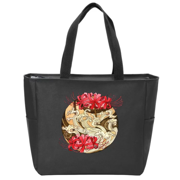 Japanese Spider Lily Watercolor Zip Tote Bag