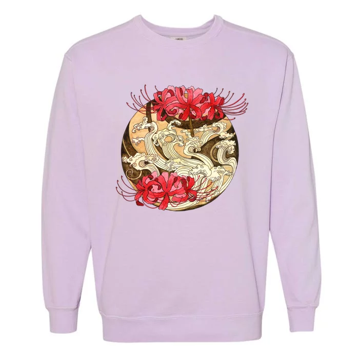 Japanese Spider Lily Watercolor Garment-Dyed Sweatshirt