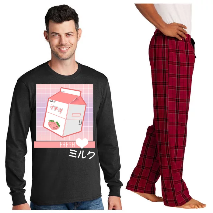 Japanese Vaporwave Strawberry Milk Box Long Sleeve Pajama Set