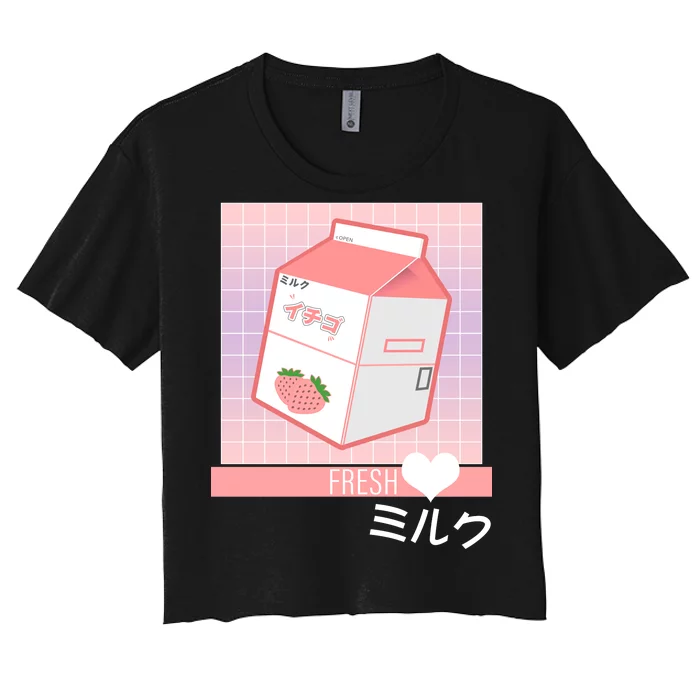 Japanese Vaporwave Strawberry Milk Box Women's Crop Top Tee