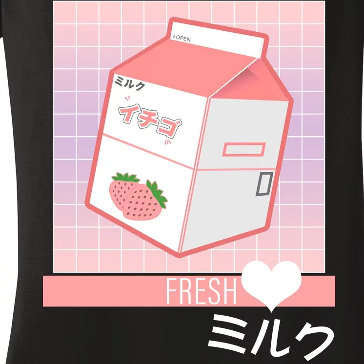 Japanese Vaporwave Strawberry Milk Box Women's V-Neck T-Shirt