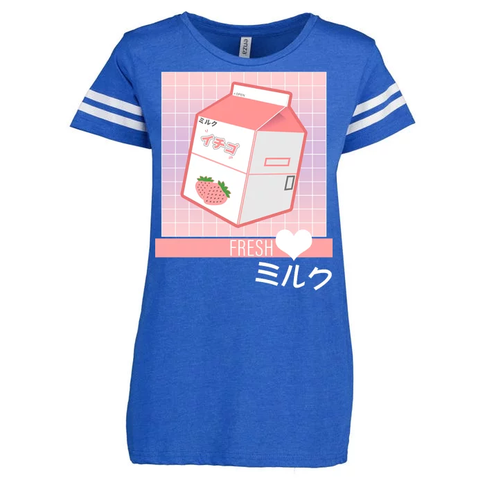 Japanese Vaporwave Strawberry Milk Box Enza Ladies Jersey Football T-Shirt