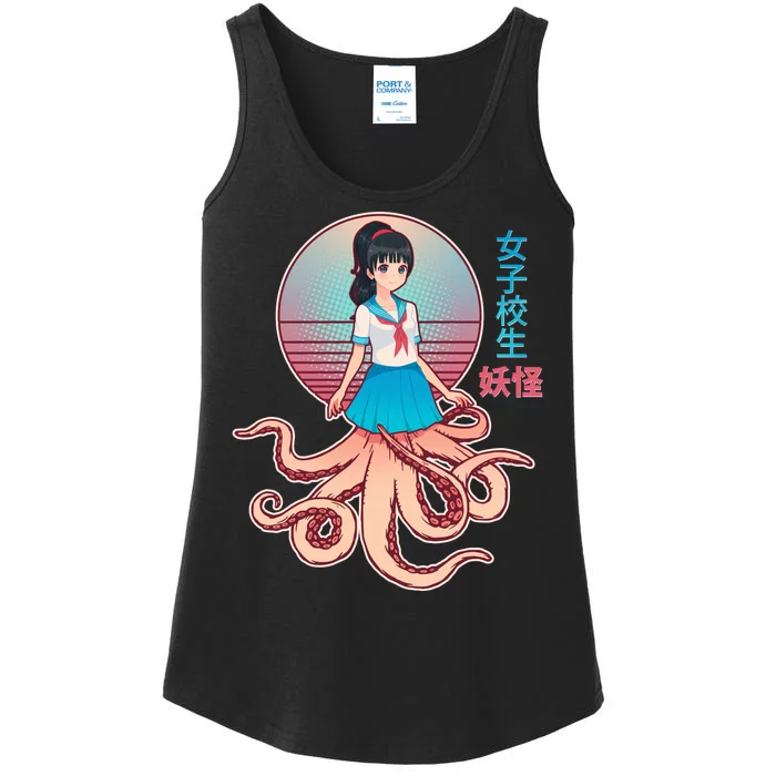 Japanese Yokai Monster Octopus School Girl Ladies Essential Tank